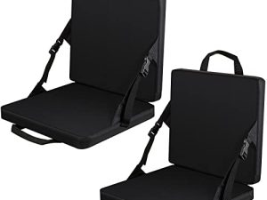 Juexica 2 Pcs Stadium Seats Boat Canoe Kayak Seat Stadium Seats for Bleachers with Back Support for Indoor Outdoor Sport Events Bleacher Outing Traveling Hiking Fishing Camping (Black)