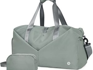 Ceneda 20" Gym Duffel Bag with Wet Pocket Shoes Compartment Portable Overnight Weekender Bag Travel bag Yoga Bag for Women (Celadon)