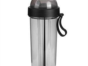 Mumusuki Dual Use Water Bottle 600ml Innovative Dual Use Water Bottle Straw Water Cup for Home Outdoor Camping Sport(Black)