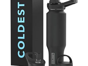 COLDEST Sports Water Bottle - 3 Insulated Lids (Chug Lid
