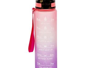 Sharpro 32oz Leakproof BPA Free Drinking Sports Water Bottle with Time Marker & Straw to Ensure You Drink Enough Water Throughout The Day for Fitness and Outdoor Enthusiasts (A15.Pink/Purple Gradient)