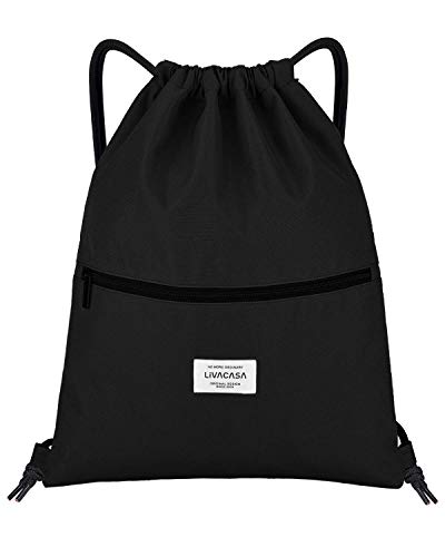 LIVACASA Drawstring Backpack Gym drawstring Bag Sports for Men Women All Black 2 LIVACASA Drawstring Backpack Gym drawstring Bag Sports for Men Women All Black 2