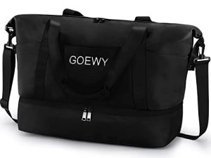 Travel Duffle Bags Large Capacity Weekender Bags with Shoe Compartment Waterproof Fashion Tote Bags for Women Sports Gym Lightweight Portable Weekend Overnight Luggage Workout Carry on Duffle（Black）