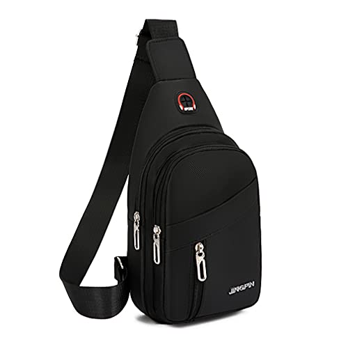 Yerchic Small Sling Bag for Men Crossbody One Strap Casual Daypack Bag with Earphone Hole for Travel Outdoor Sports (Black) Yerchic Small Sling Bag for Men Crossbody One Strap Casual Daypack Bag with Earphone Hole for Travel Outdoor Sports (Black)
