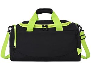MKPCW Sports Tote Gym Bag with Wet Pocket & Shoes Compartment Travel Duffel bag for men women (Black+Green)