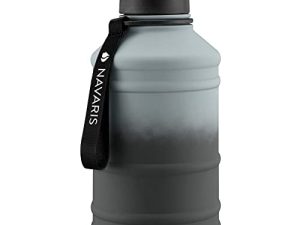 Navaris Stainless Steel Water Bottle - Single-Walled 74oz (2.2L) Large Metal Sports