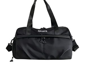 Sports Gym Bag with Wet Pocket & Shoes Compartment Waterproof Small Fitness Workout Duffel Bag Overnight Bags for Women Carry on Gym Bag Yoga Bag (Black)