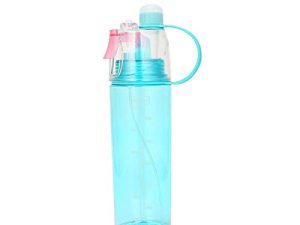 20oz Leakproof Water Bottle with Extra Spray Head & Straw 600ml BPA Free Sports Water Bottle Drinking and Spraying Misting Bottle for Cooling and Hydration