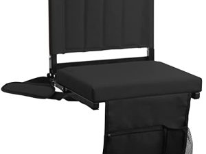 JST GAMEZ Stadium Seat for Bleachers with Padded Cushion Foldable and Compact Stadium Seats Chairs with Back Support and Shoulder Strap-Built-in Cup Holder