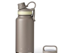 GrandTies 2 Lids Sports Stainless Steel Water Bottle– 32oz