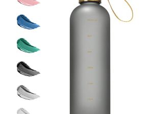 Opard 27oz Water Bottles with Times to Drink - Reusable Motivational Water Bottle with Time Marker and Strap - BPA Free Frosted Plastic - Gym