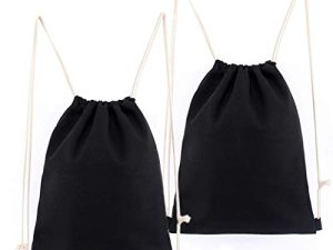 Yingkor Cotton Canvas Drawstring Backpack Bag Sport Gym Sackpack String Sack Bags Pack of 2