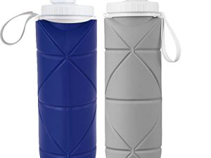 SPECIAL MADE 2pack Collapsible Water Bottles Leakproof Valve Reusable BPA Free Silicone Foldable Water Bottle for Sport Gym Camping Hiking Travel Sports Lightweight Durable 20oz 600ml