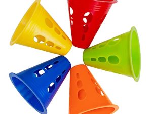 Famgee 3 Inch Plastic Windproof Slalom Cones Inline Roller Skating Cones Pile Cup Roadblocks Traffic Road Cones Set with Holes for Skate Practice Sport Training