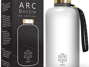 ARCANA Arc Bottle Water Bottle With Time Marker - Motivational Water Bottles With Times To Drink - BPA Free Frosted Plastic - Gym