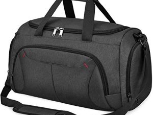 Gym Duffle Bag Waterproof Large Sports Bags Travel Duffel Bags with Shoes Compartment Weekender Overnight Bag Men Women 40L Black