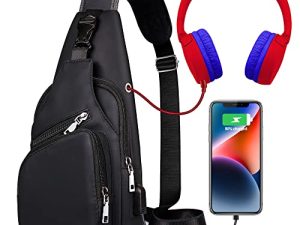 Sling Bag Crossbody Backpack for Women Men Chest Bag Hiking Bag with USB Charging Port for Camping Biking Travel Cycling