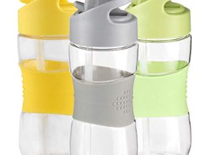 Kids Water Bottle with Straw 12 OZ BPA-Free Tritan Bulk Bottle Sports Clear Drinking Bottle for School