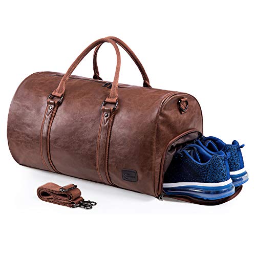Leather Travel Bag with Shoe Pouch Leather Travel Bag with Shoe Pouch