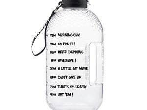 1 Gallon Water Bottle with Times to Drink Motivational Large 128oz Water Jug BPA Free Sports Water Bottle with handle strap Big Water Bottle with Flip Top lid for Outdoor Sports Fitness Gym Hiking