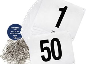 Clinch Star Running Bib Large Numbers with Safety Pins for Marathon Races and Events - Tyvek Tearproof and Waterproof 6 X 7.5 Inches
