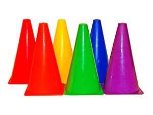 Playscene Training Cones - Set of 6 Multicolored 9" INCH Highly Durable Vinyl Cones (Multicolored Cones)