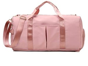 MANCHUANG Gym Duffle Bag Dry Wet Separated Travel Duffel Bag Waterproof Sports Duffle Bag Training Handbag Yoga Bag (Pink)