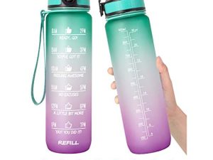 32 oz Motivational Water Bottle with Time Marker & Straw - BPA Free & Leakproof Tritian Frosted Portable Reusable Fitness Sport 1L Water Bottle for Men Women Kids Student to Office Gym Workout