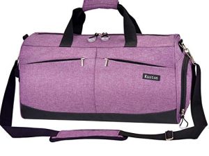 Kuston Sports Gym Bag with Shoes Compartment &Wet Pocket Gym Duffel Bag Overnight Bag for Men and Women-Purple