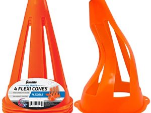 Franklin Sports Plastic Soccer Cones - Mini Sports Cones for Drills + Practice - Flexible Orange Goal Cones for Training + Games - 9 Inches