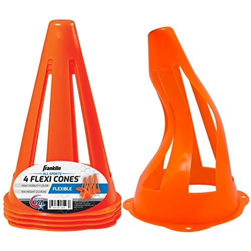 Franklin Sports Plastic Soccer Cones - Mini Sports Cones for Drills + Practice - Flexible Orange Goal Cones for Training + Games - 9 Inches Franklin Sports Plastic Soccer Cones - Mini Sports Cones for Drills + Practice - Flexible Orange Goal Cones for Training + Games - 9 Inches