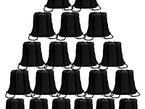 CAIHONG 100 Pack Drawstring Backpack Black Bulk Drawstring Bags Nylon String Backpack Gym Cinch Sack Backpack Sport Bag Draw String Party Bags for Men or Women