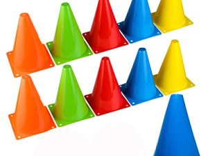 BiAnYC 7 Inch Plastic Sport Training Traffic Cones- Set of 10