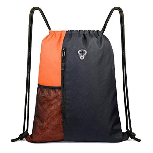 Drawstring Backpack Sports Gym Bag for Women Men Children Large Size with Zipper and Water Bottle Mesh Pockets Drawstring Backpack Sports Gym Bag for Women Men Children Large Size with Zipper and Water Bottle Mesh Pockets