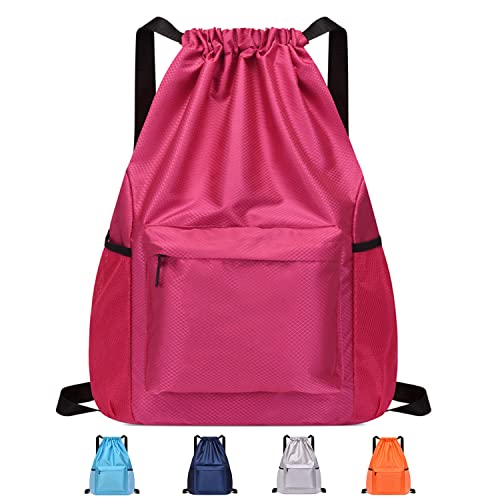 Halyuhn Red Drawstring Backpack Water Proof Halyuhn Red Drawstring Backpack Water Proof