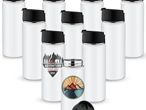 Mimorou 10 Pack Sublimation Blank Water Bottle Bulk 18 oz Stainless Steel Double Wall Sport Bottles Sublimation DIY Bottles for Gym