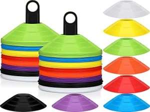 80 Pcs Soccer Cones for Drills with 2 Holders Disc Cones Multi Color Sports Cones Agility Training Equipment Field Markers for Kids Youth Football Basketball Playing Field Ball Game Practice