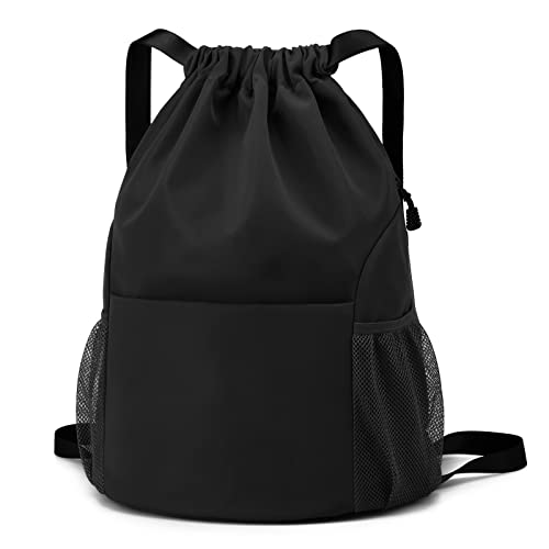 Bealuffe Nylon Sackpack Drawstring Gym Backpack Sports Cinch Sack Gym Sack Workout Backpack Beach Bag for Men Women (Black) Bealuffe Nylon Sackpack Drawstring Gym Backpack Sports Cinch Sack Gym Sack Workout Backpack Beach Bag for Men Women (Black)