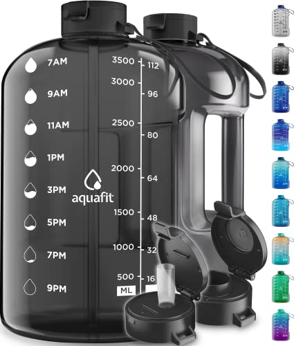 AQUAFIT 1 Gallon Water Bottle With Times To Drink - 128 oz Water Bottle With Straw - Motivational Water Bottle - Large Water Bottle - Sports Water Bottle With Time Marker - Gym Water Jug 1 Gallon AQUAFIT 1 Gallon Water Bottle With Times To Drink - 128 oz Water Bottle With Straw - Motivational Water Bottle - Large Water Bottle - Sports Water Bottle With Time Marker - Gym Water Jug 1 Gallon