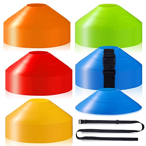 100 Pcs Soccer Cones with Strap Agility Disc Cones Soccer Training Cones Soccer Cones for Drills Mini Soccer Cones for Challenge Football Basketball Skating Kids Games Outdoor Indoor Discs with Straps 100 Pcs Soccer Cones with Strap Agility Disc Cones Soccer Training Cones Soccer Cones for Drills Mini Soccer Cones for Challenge Football Basketball Skating Kids Games Outdoor Indoor Discs with Straps