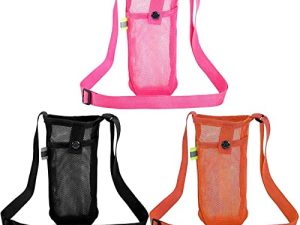 Turmaster Water Bottle Holder Mesh Water Bottle Carrier with Adjustable Shoulder Strap Lightweight Sling Water Bottle Bag Sleeve for Sports Gym Hiking Camping Walking Travelling Camping Cycling