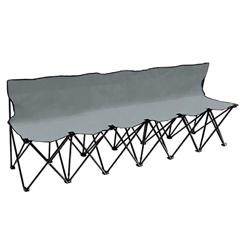 Portable 6-Seater Folding Team Sports Sideline Bench with Back by Trademark Innovations Portable 6-Seater Folding Team Sports Sideline Bench with Back by Trademark Innovations