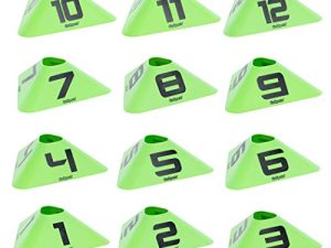 GoSports Modern Sports Cones - 12 Pack with Numbered Cones - Great for Soccer