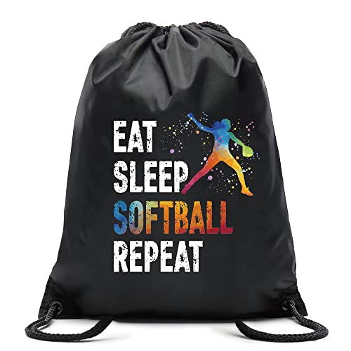 Pishovi Eat SLeep Softball Repeat Sports Drawstring Waterproof Backpack Pishovi Eat SLeep Softball Repeat Sports Drawstring Waterproof Backpack