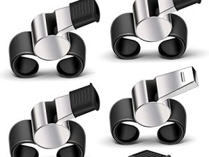 Kathfly 4 Pcs Finger Grip Whistle Referee Whistle 2.95 x 0.83 Inch Coach Whistle Soccer Whistle for Men Women Ice Hockey Football Basketball Sports