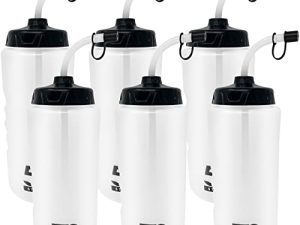 1 Liter Sports Water Bottle W/Straw - Easy Squeeze + Built in Finger Grip - BPA Free Plastic - Use W/Sport in Football & Hockey - Single & Multi-Pack (Clear/Black