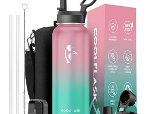 40 oz Insulated Water Bottle with Straw&3 Lids