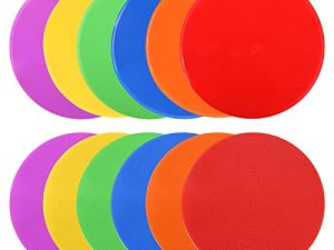 Spot Markers 9 Inch 12 Pack Rubber Floor Dots Non Slip for Training and Drills Two of Each Red