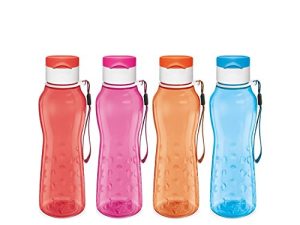 MILTON Sports Water Bottle Kids Reusable Leakproof 25 Oz 4-Pack Plastic Wide Mouth Large Big Drink Bottle BPA & Leak Free with Handle Strap Carrier for Cycling Camping Hiking Gym Yoga Fitness