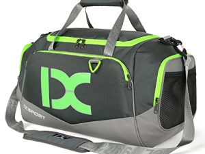 Sports Gym Bag,INOXTO Travel Duffel Bag with Dry Wet Pocket And Shoe Compartment For Women and Men,40L Fitness Waterproof Weekender Bag For Swim Sports Travel Working Out (Gray green)